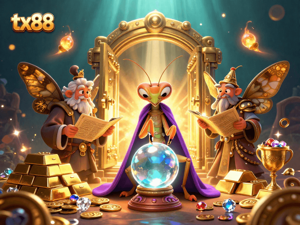 Discover immersive gameplay at tx88 with a magical 3D casino scene featuring oracles and treasures.