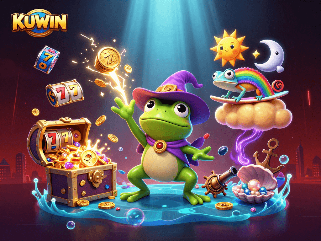 KUWIN delights players with thrilling online slots featuring vibrant characters and golden treasures.