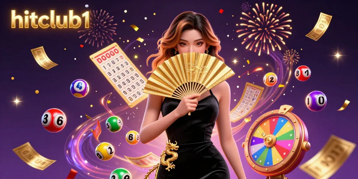 Engage with hitclub1's dynamic casino experience featuring vibrant lottery elements and a stunning Asian hostess.