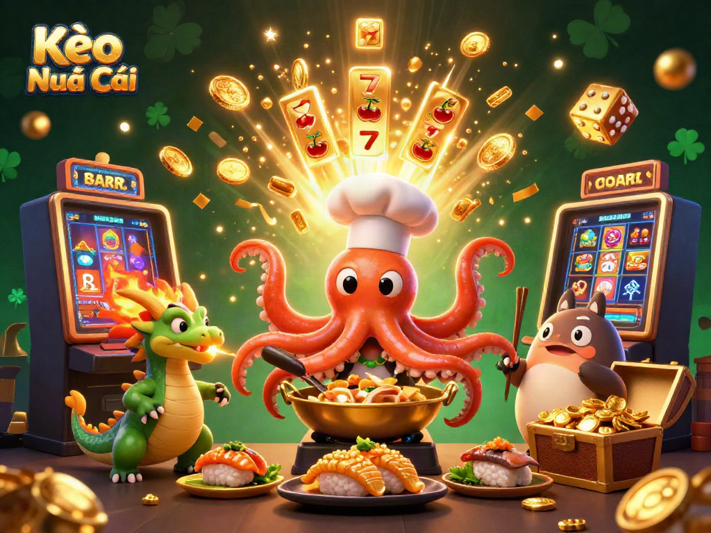 Experience thrilling moments with Kèo Nhà Cái in this vibrant casino scene featuring dynamic characters and exciting game elements.