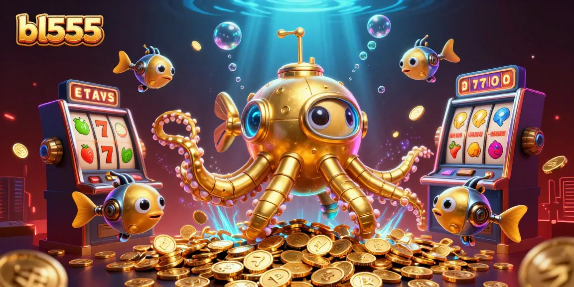 Spin to win at bl555's golden underwater slots with a colossal kraken submarine!