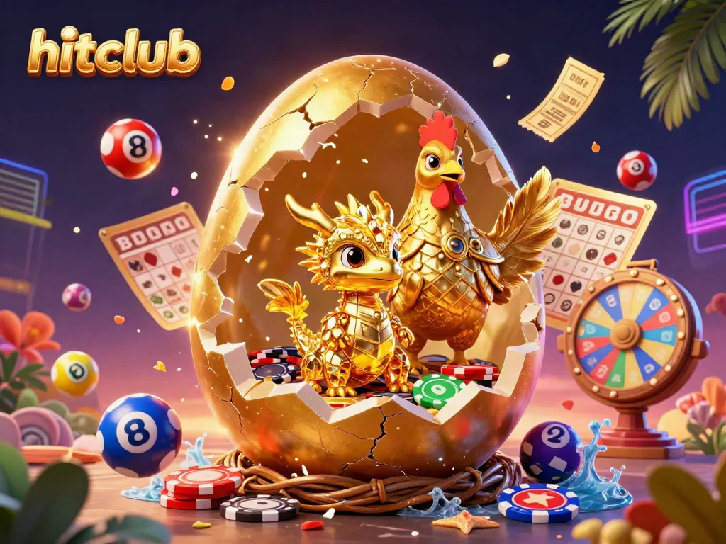 Win big with hitclub in this vibrant casino fantasy featuring golden characters and exciting lottery elements.