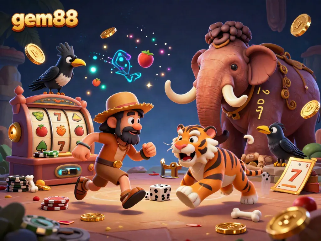 Engage in exciting gambling action at gem88's dynamic prehistoric casino with unique stone gaming elements.