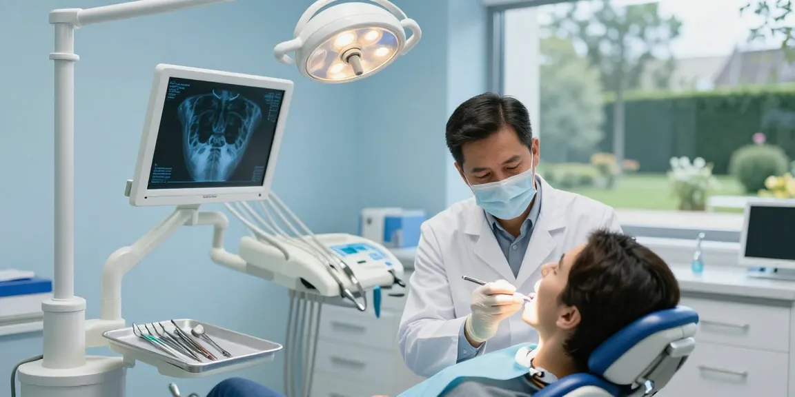 Dental malpractice in Turkey: Dentist examining patient with professional care in modern clinic.