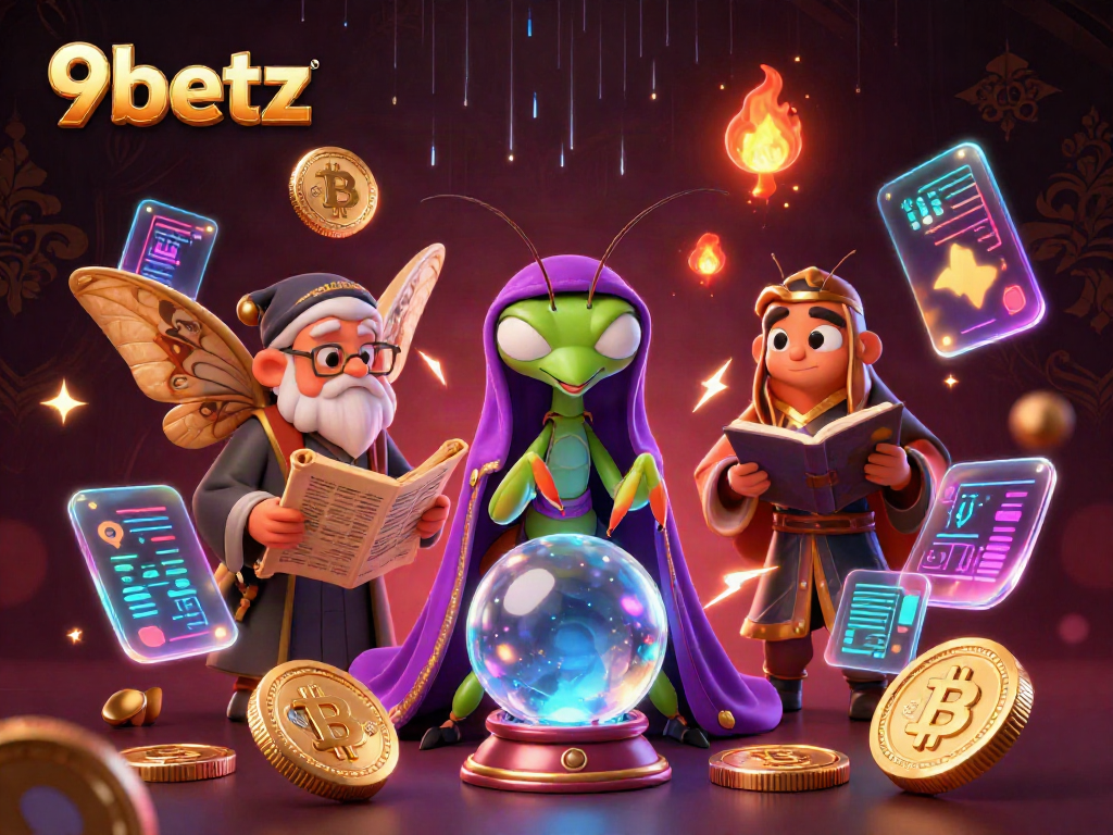 Engage with 9betz for immersive casino experiences featuring vibrant characters and glowing digital elements.