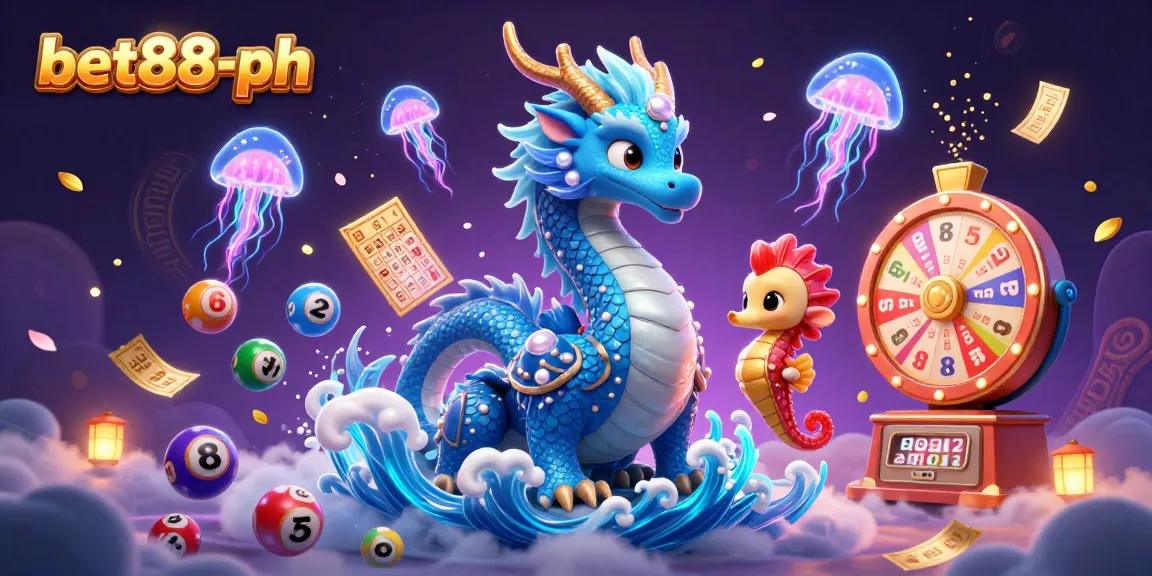 Experience the thrill of bet88-ph gaming with an enchanting 3D dragon, seahorse knight, and lottery elements.