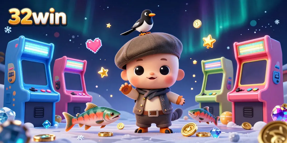 Experience the vibrant gaming world of 32win with colorful characters and dynamic casino elements.