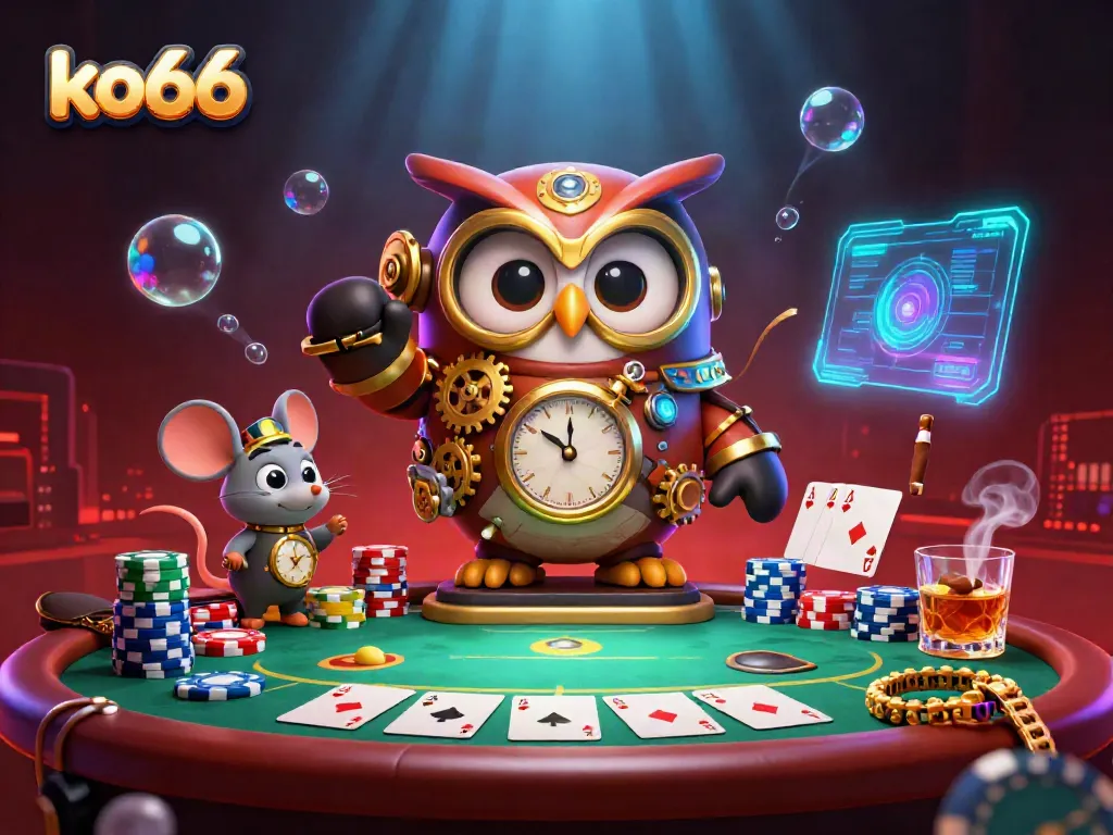 Experience the vibrant excitement with ko66 at a steampunk casino featuring dynamic poker gameplay.