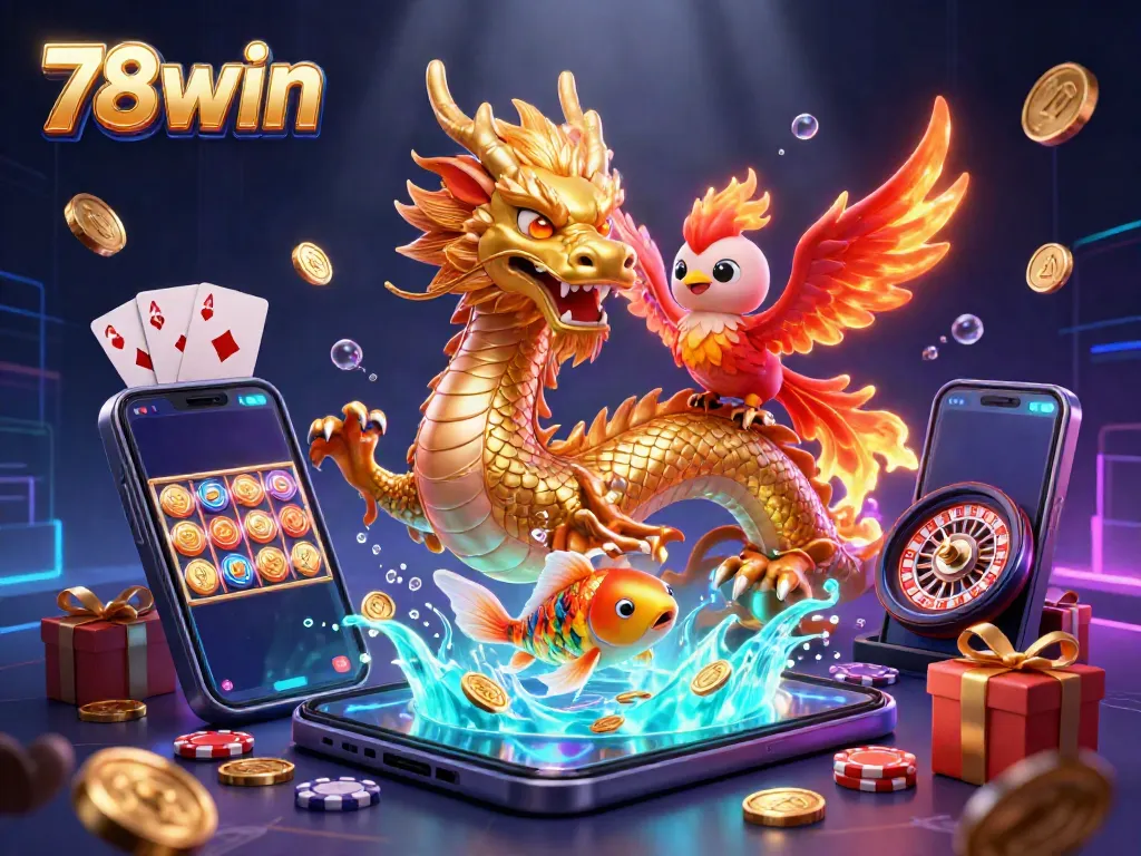 Engage in thrilling gameplay at 78win featuring vibrant 3D casino characters and exciting gaming elements.