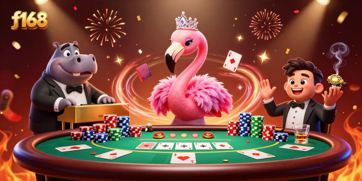 Experience exciting gameplay at f168 with vibrant casino characters and dynamic poker elements.