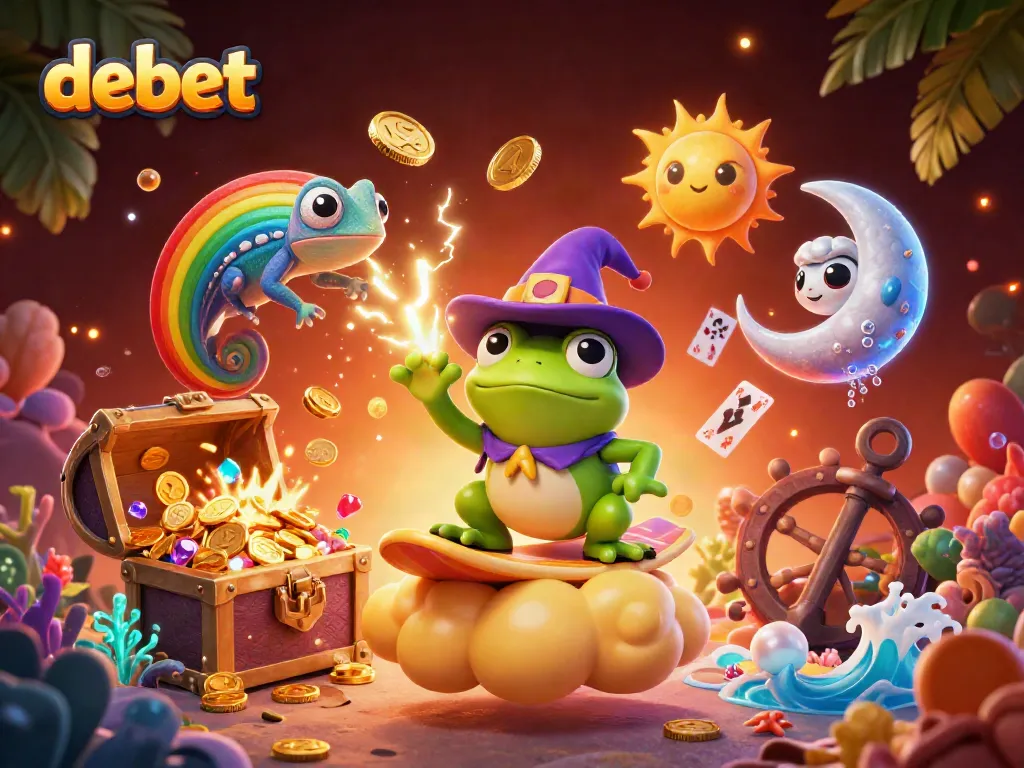Engage in thrilling gameplay with debet's vibrant, dynamic casino world featuring colorful 3D characters.