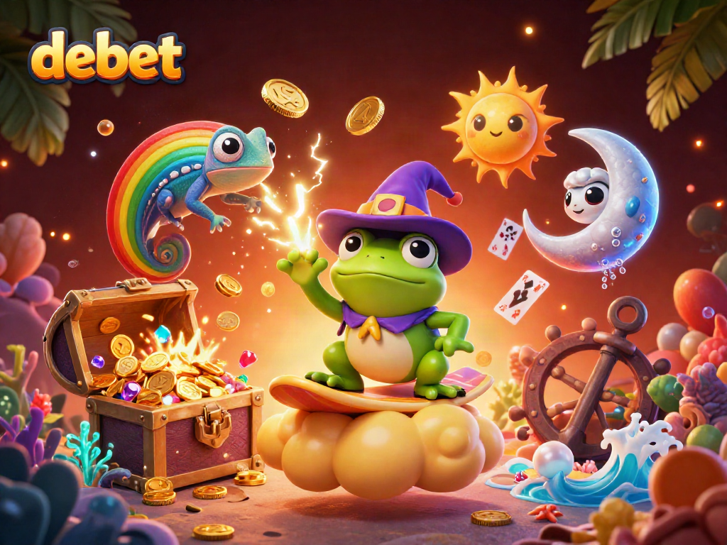Engage in thrilling gameplay with debet's vibrant, dynamic casino world featuring colorful 3D characters.