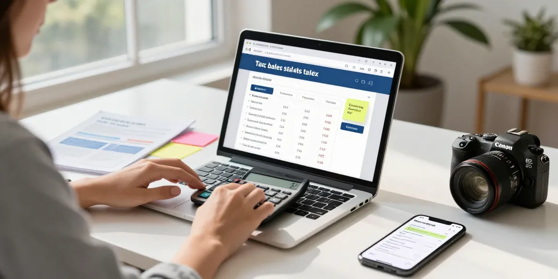 Using the quebec sales tax calculator 2026 in a bright home office setting for effortless tax calculations.