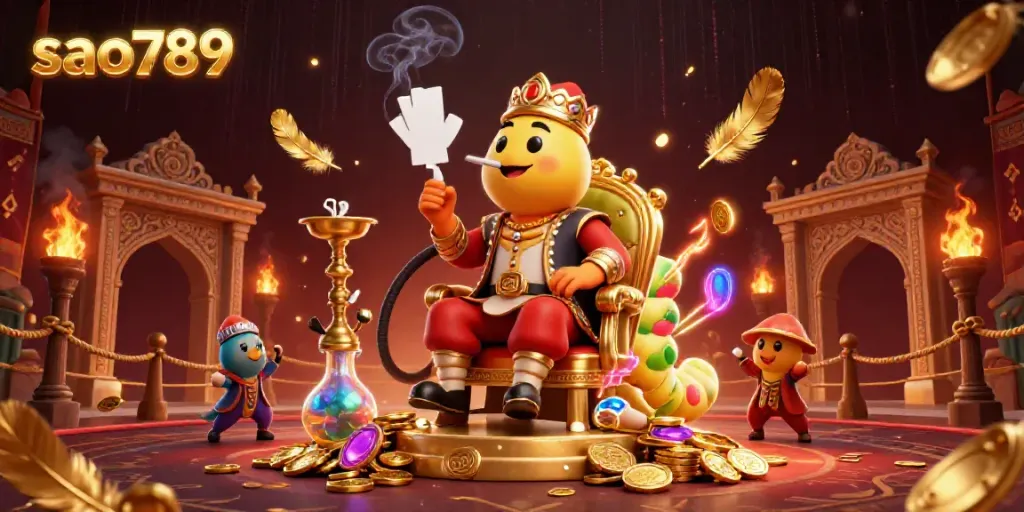 Experience the thrill of gameplay at sao789 with a vibrant casino-themed digital illustration featuring rich elements.