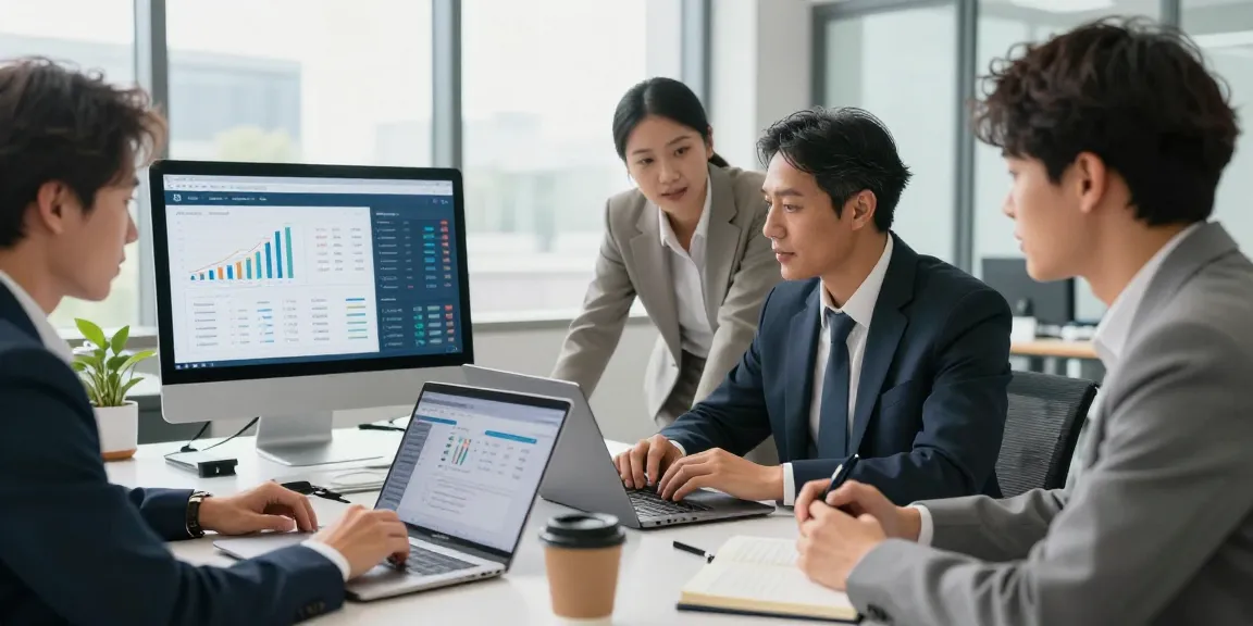 Team discussing accounting software for small business strategies in a modern office.