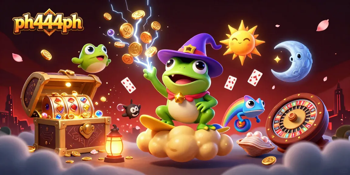 Experience thrilling slots and games at ph444ph with a vibrant casino scene featuring exciting characters and dynamic elements.