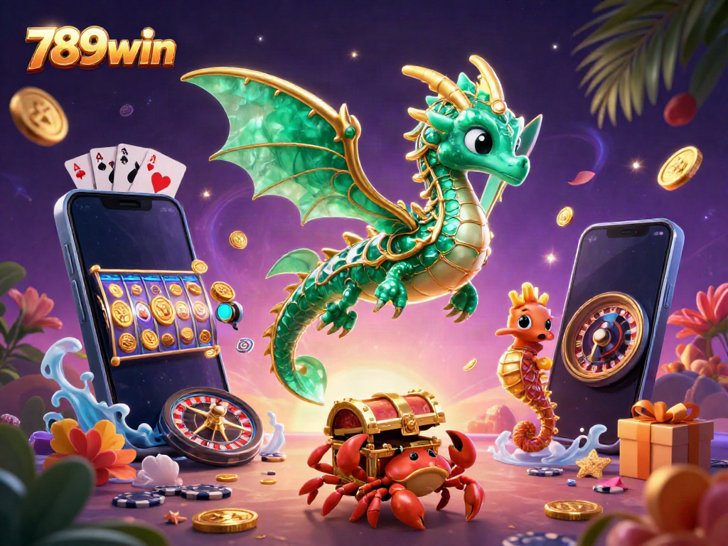 Experience the vibrant world of 789win with a dazzling sea dragon and treasure, capturing the essence of casino magic.