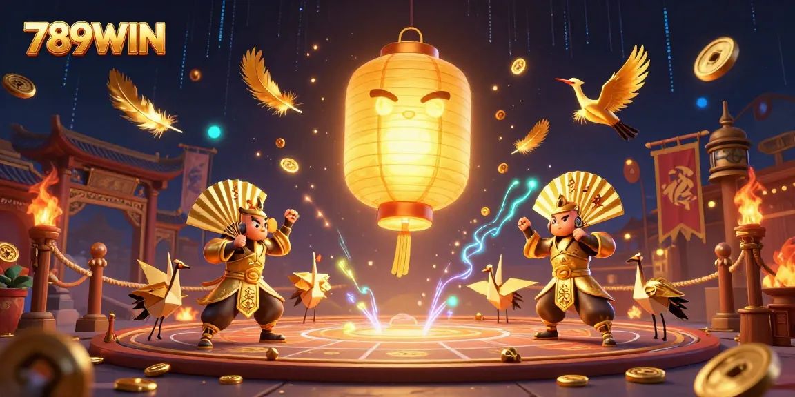Experience the thrill of 789WIN, featuring a luminous lantern spirit in a vibrant casino setting.