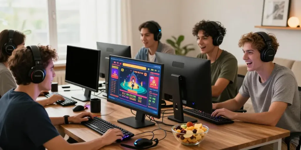 Enjoying an engaging online gaming experience at https://du88az.net/ with friends and colorful digital games.