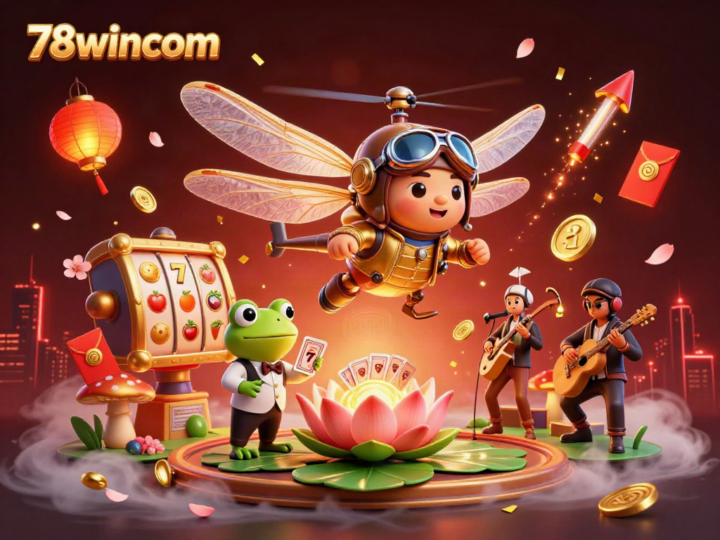 Experience thrilling gameplay at 78wincom with vibrant slot machines and engaging characters.