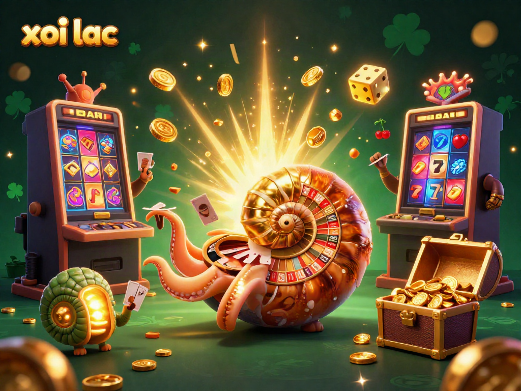 Experience xoi lac gaming with vibrant 3D visuals showcasing casino elements and winning excitement.