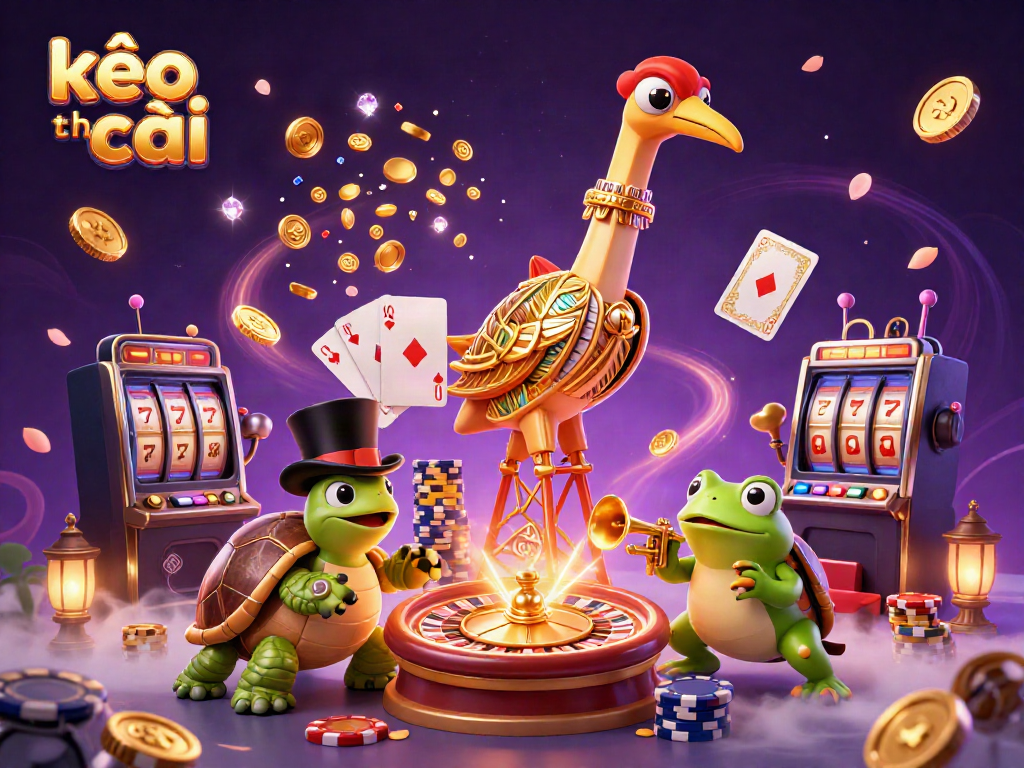 Experience exciting kèo nhà cái action showcased through dynamic casino characters in a rich, vibrant illustration.