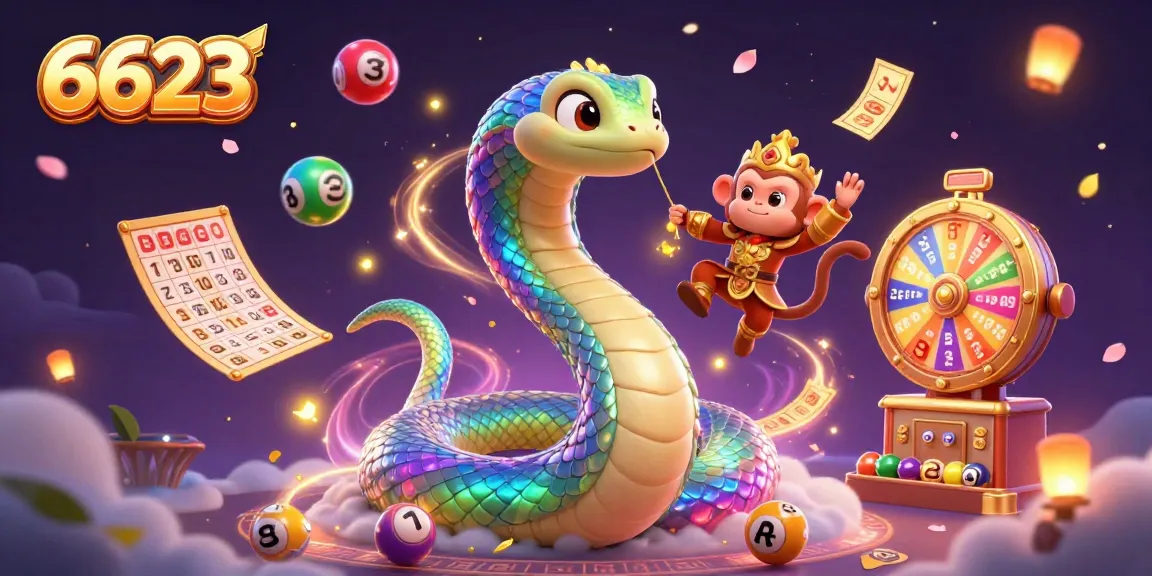 Experience exciting gambling at 6623 with a festive illustration of vibrant lottery elements.