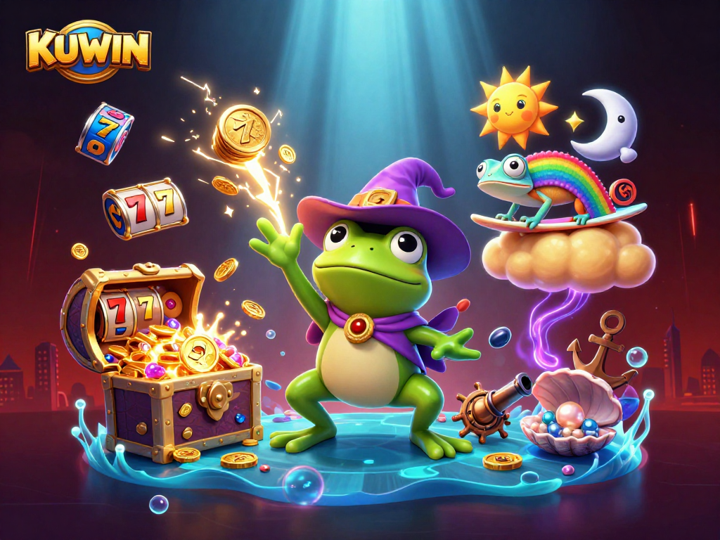 KUWIN delights players with thrilling online slots featuring vibrant characters and golden treasures.