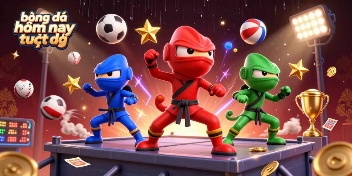 Experience thrilling bóng đá hôm nay trực tiếp action with vibrant sports elements and a ninja chameleon team.